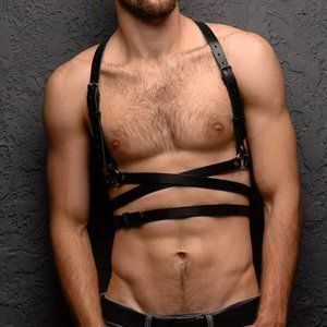 Chest Harness Belt Bondage O Ring Role Play Sexy Goth Punk Cosplay Black Rave